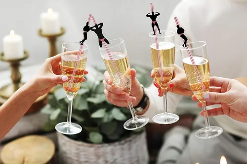 Miniatura 4 de Pajitas para decoración de despedida de soltera, paquete de 24 pajitas de bailarín, confeti, para despedida de soltera