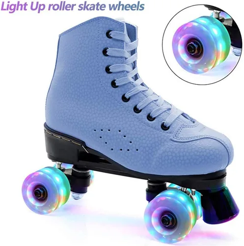 Miniatura 2 de Paquete de 4 ruedas luminosas para patinaje al aire libre con rodamientos, ruedas de patinaje cuádruple para patinaje de doble fila y patineta