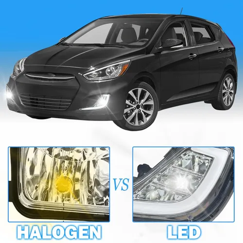 Miniatura 5 de Compatible con luces antiniebla Hyundai Accent 2012-2017 con DRL y intermitente, kit completo con interruptor y arnés (versión LED)