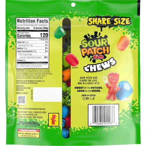 Miniatura 3 de SOUR PATCH KIDS Caramelos masticables suaves y masticables, tamaño compartido, 8.12 onzas
