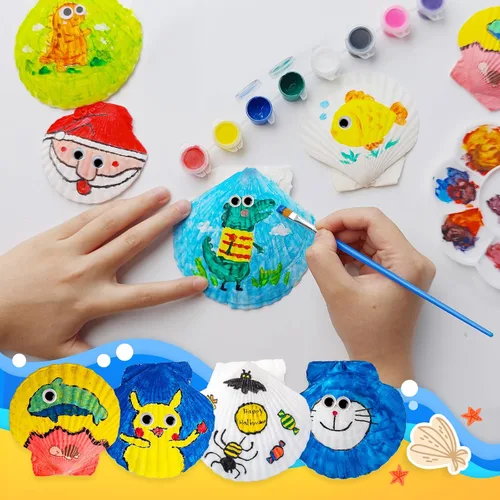 Miniatura 4 de Eleanore's Diary Kit de pintura de concha de mar para niños, manualidades de pintura que brilla en la oscuridad para niños y niñas, actividades
