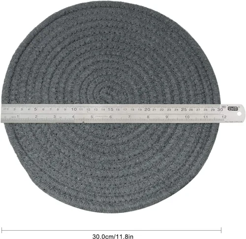Miniatura 2 de 2 piezas de almohadillas calientes para mesa de algodón puro tejido redondo para ollas calientes para cocinar diámetro 11.8 pulgadas