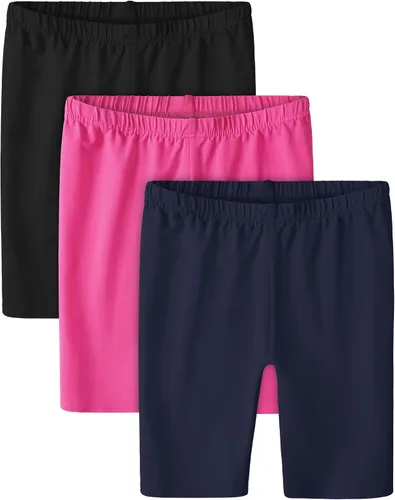 BOOPH Pantalones cortos de ciclismo para niñas, pantalones cortos de ciclista con ruedas de cartwheel para niñas, paquete de 3 unidades