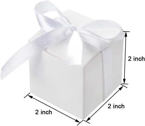 Miniatura 3 de Caja Awell de corazones y caja de 2" x 2" x 2" con moño Caja blanca con cinta blanca