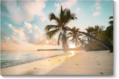 Miniatura 16 de Lienzo decorativo para pared, diseño de palmeras en la playa con temática de paisaje marino tropical moderno, impresión fotográfica sobre lienzo