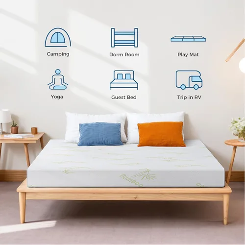 Miniatura 4 de Inofia Colchón plegable de 6 pulgadas, colchón tri-plegable de espuma viscoelástica con funda extraíble, cama de suelo plegable, firmeza media