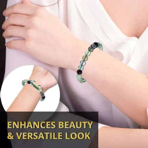 Miniatura 214 de Adjustable Crystal Bracelet – Gemstone Bead Bracelet with Adjustable Macrame String – Chic Gemstone Bracelet for Men and Women – 8mm Round Healing