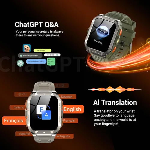 Miniatura 9 de Military Smart Watches for Men (Answer/Make Calls),1.91"Fitness Smart Watch for Android and iPhone, GPS Fitness Trackers Watch with Flashlight/Heart