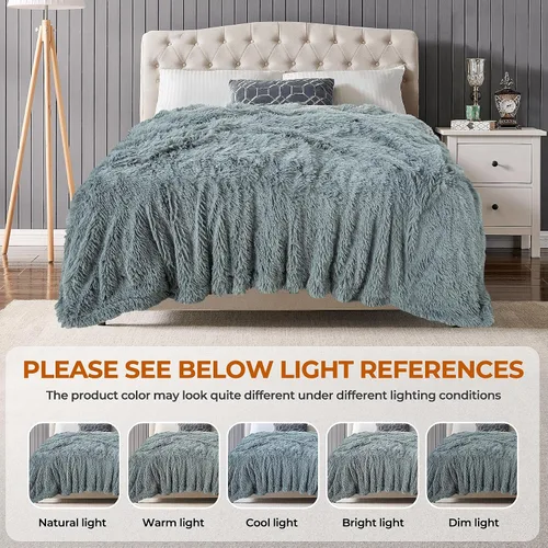 Miniatura 5 de TOONOW Manta de Piel Sintética Extra Suave y Afelpada Tamaño Queen 78"x90", Mantas y Cobertores Decorativos Ligeros Reversibles Súper Suaves