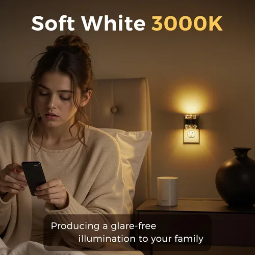 Miniatura 2 de L LOHAS LED Luz nocturna, paquete de 2 luces nocturnas de burbujas de 3000 K enchufables a la pared, luces nocturnas acrílicas con sensor de luz