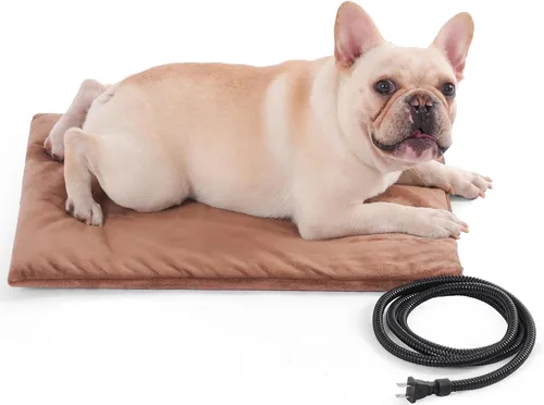 Miniatura 11 de Almohadilla térmica para mascotas para gatos y perros, interior y exterior, impermeable, con calefacción, cama para perros, cable resistente a