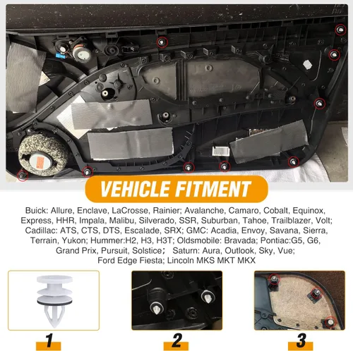 Miniatura 6 de GOOACC 50 piezas de retenedor de panel de puerta con sellador Compatible para GM Buick Chevrolet Cadillac GMC Hummer H2 Oldsmobile Pontiac Saturn 50