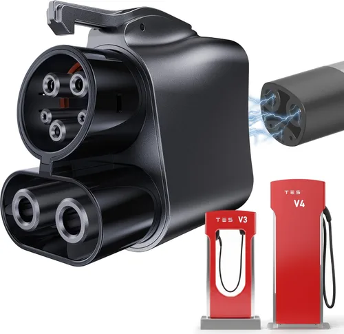 Adaptador de supercargador Tesla actualizado a CCS1 de 500A/1000 V de carga rápida compatible con Ford/GM/Rivian EVs y supercargadores Tesla V3/V4