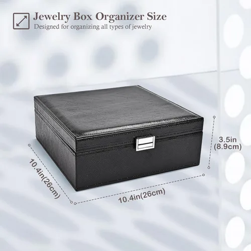 Miniatura 5 de ProCase Joyero para mujer, 2 capas de cuero grande, organizador de joyas, estuche de almacenamiento con almohadilla extraíble para aretes