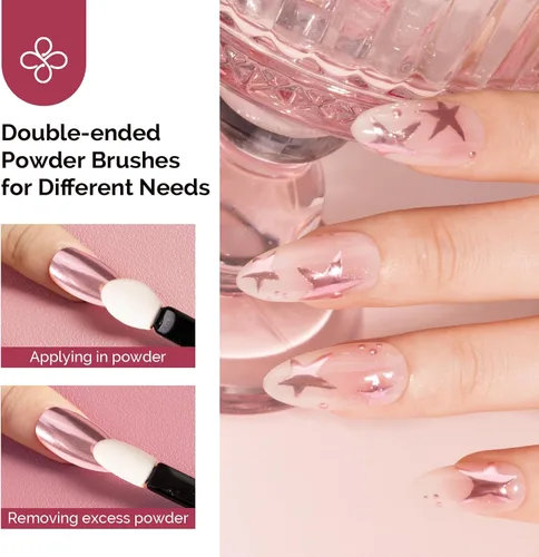 Miniatura 6 de MelodySusie 16 piezas de polvo para uñas cromado para uñas de gel, pigmento de efecto espejo metálico elegante y fino brillo tecnológico