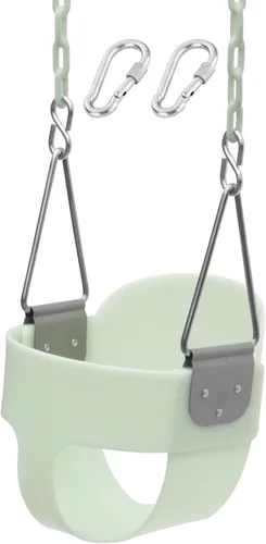 Miniatura 12 de Take Me Away Juegos de columpios para patio trasero, respaldo alto resistente, asiento de columpio para bebé totalmente ajustable con cadenas de Azul