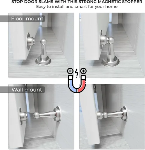 Miniatura 6 de A Key Tech Juego completo de pomo de puerta de privacidad y 3 bisagras de puerta con tapón magnético para puerta, kit completo de herrajes