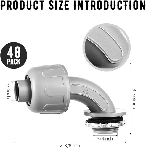Miniatura 2 de Conector hermético para líquidos, conector de conducto eléctrico flexible no metálico, accesorios de conducto eléctrico de PVC de 90 grados