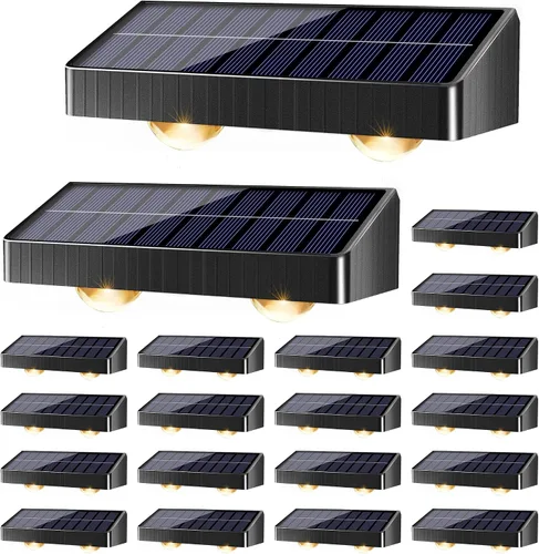 Miniatura 16 de Brizled Luces solares para valla al aire libre, paquete de 8 luces patrióticas para valla al aire libre, 9 colores y 11 modos RGBCW que cambian