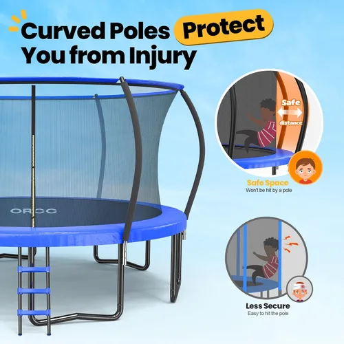 Miniatura 3 de ORCC 1200LBS Weight Capacity Trampoline 16 15 14 12 10 8 FT for Kids with Safety Enclosure Net for Children Adults Outdoor Yard Trampolines