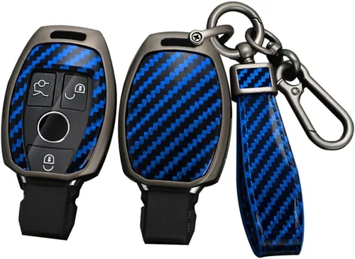 Miniatura 10 de ontto Funda de llavero con patrón de carbono para Mercedes-Benz C E G S M GL CLS CLK G Class Metal Key Case Protección completa Elegante Chaqueta