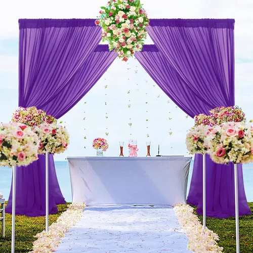 Miniatura 10 de DUOBAO Cortina de gasa naranja transparente de 10 pies, 2 paneles de 29 x 120 pulgadas, cortinas de tela de gasa para ceremonia de boda, cortinas