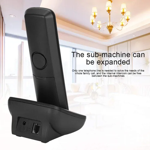 Miniatura 7 de Intercomunicador telefónico inalámbrico digital con llamadas manos libres, 100-240V (negro)
