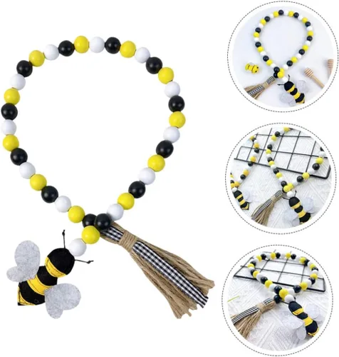 Miniatura 5 de Guirnalda de cuentas de colmena con temática de miel, cuentas de colmena, decoración del hogar, festival de abejas, decoración colgante, borla
