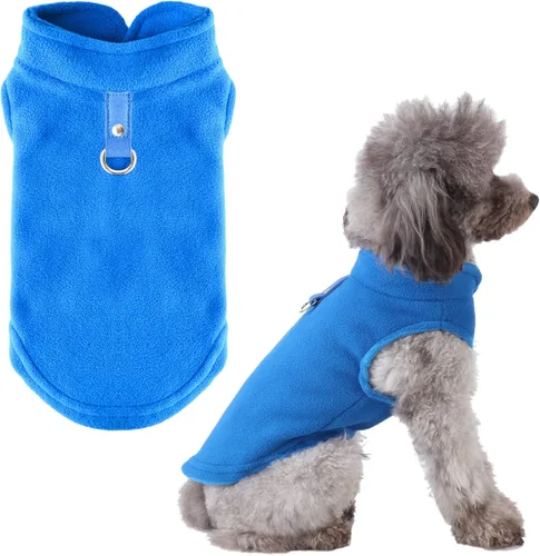 PETCARE Suéter pequeño para perro y gato, chaleco de forro polar, chaqueta suave para perro con anilla en O para correa para invierno, abrigo cálido