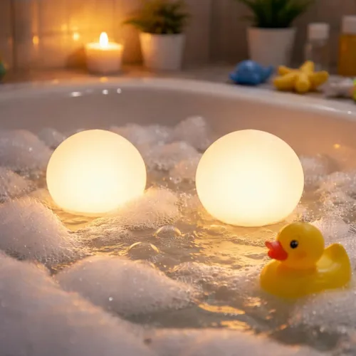 Miniatura 2 de Paquete de 2 luces LED recargables de 3 pulgadas, 16 esferas de brillo de color, 4 modos, bolas de iluminación ambiental impermeables, orbes