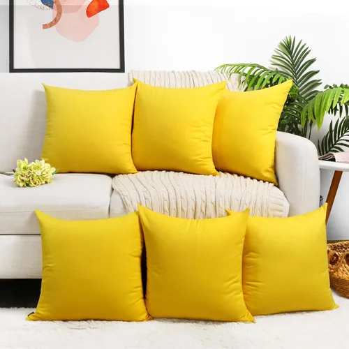 Miniatura 34 de Coddsmz Paquete de 6 fundas de almohada decorativas 100% algodón, fundas de cojín cuadradas de Navidad sólidas para el hogar, cama, sofá, día
