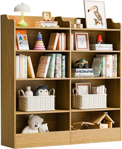 Cozy Castle Organizador de almacenamiento, estantería de oficina de 5 niveles, estantería de 10 cubos para sala de estar, oficina (natural)