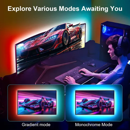 Miniatura 5 de Nexillumi - Luces LED para TV, retroiluminación LED de 13.2 pies para 32-65 pulgadas, tira de luces LED RGB detrás de la TV, control remoto por