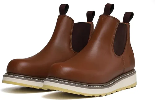 Miniatura 2 de HANDPOINT Botas de trabajo Chelsea Double Gore Pull-On Soft Toe para hombre - Marrón 84985