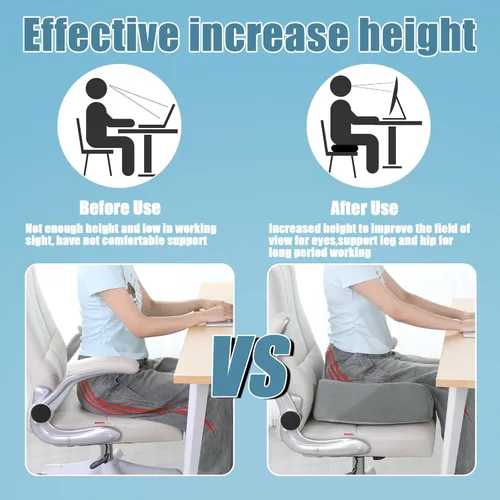 Miniatura 5 de HOMBYS Cojines de asiento extra gruesos para silla de oficina, asiento elevado para automóvil, cojín de espuma viscoelástica para automóvil, cojines