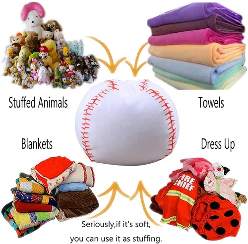 Miniatura 4 de LMYOVE Funda para silla puf de almacenamiento de animales de peluche para niños, juguetes de peluche organizados para niñas y niños