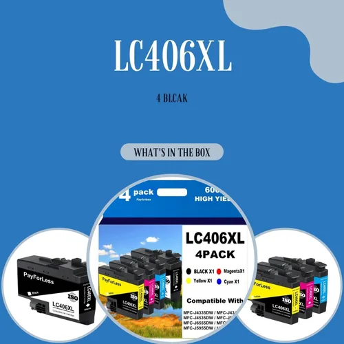 Miniatura 4 de LC406XL - Cartuchos de tinta para impresora Brother MFC-J4335DW MFC-J4535DW MFC-J4535DW MFC-J5855DW MFC-J6555DW MFC-J6955DW, paquete de 4