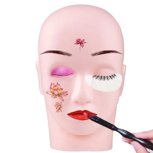 Miniatura 4 de Maniquí de entrenamiento profesional, cabeza plana, maquillaje, pestañas, pestañas, extensiones, práctica, maniquí, cosmetología, maniquí, cabeza