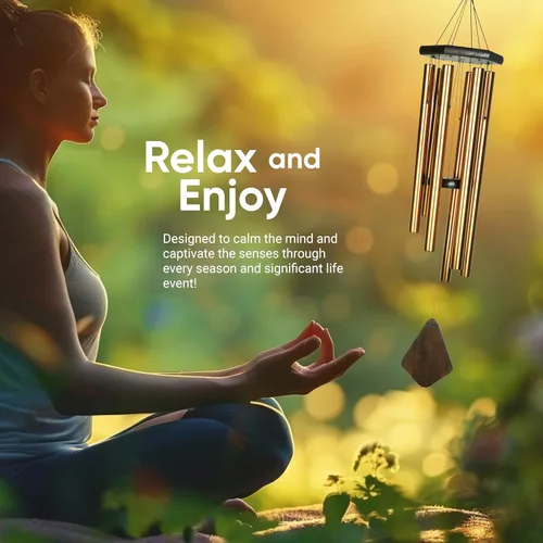 Miniatura 3 de Nature's Melody Premiere Grande Tunes Campanillas de Viento – Campanillas de Viento para Exteriores con 6 Tubos Afinados en Escala Pentatónica