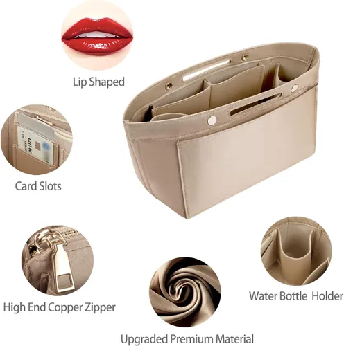 Miniatura 6 de ZTUJO Organizador de bolso para bolso y moldeador de bolsa, organizador de bolsa para Speedy Neverful, 6 tamaños (delgado mediano, beige sedoso)