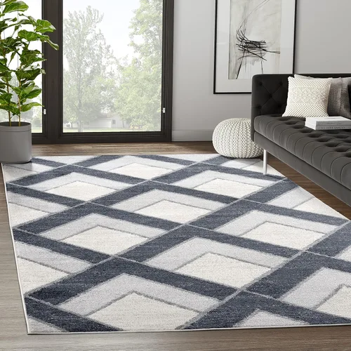 Abani Alfombra moderna de comedor con estampado de flechas grises de 4 x 6 pies, alfombra contemporánea de primera calidad que no se desprende