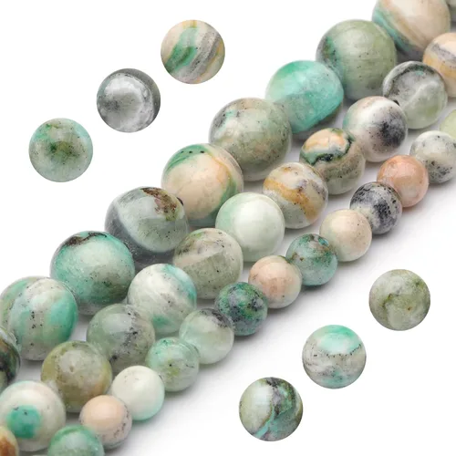 Miniatura 10 de Youngbling Cuentas de piedras preciosas naturales para la fabricación de joyas, cuentas de piedra lisa pulida de jade verde blanco pulido redondo