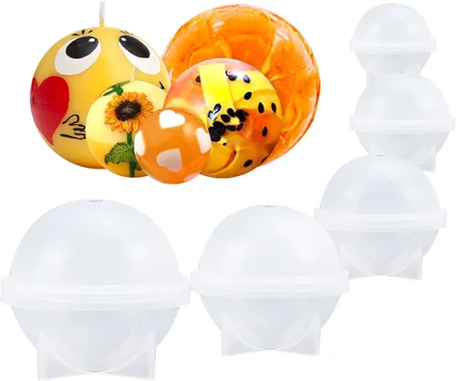 Miniatura 4 de Funshowcase Molde de silicona redondo de esfera para resina epoxi, fabricación de joyas, cera de vela, jabón casero, bomba de baño, juego de 5 piezas