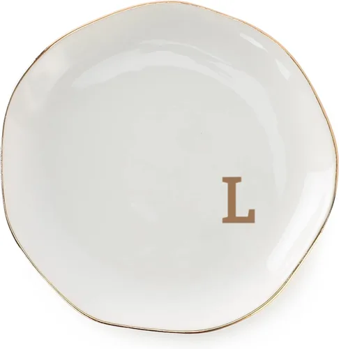 Miniatura 12 de Bandeja de joyería con iniciales para anillos con monograma en S, regalos de compromiso de boda para mujeres, amigas, hermana, cerámica blanca