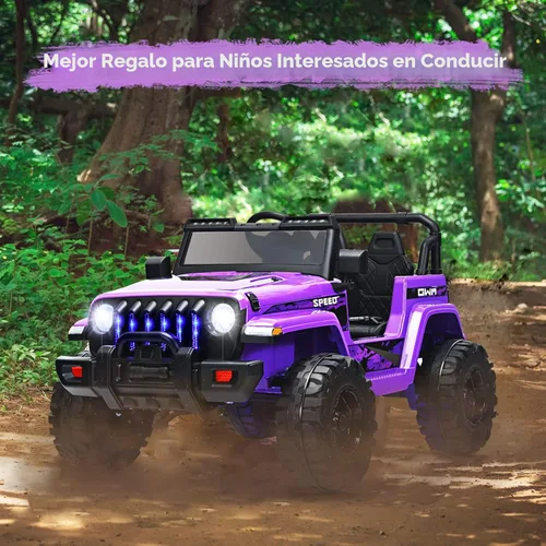 Miniatura 8 de INFANS Camión de paseo para niños con control remoto de 2.4 G, autos eléctricos con batería de 12 V para niños con 3 velocidades, pantalla de Púrpura