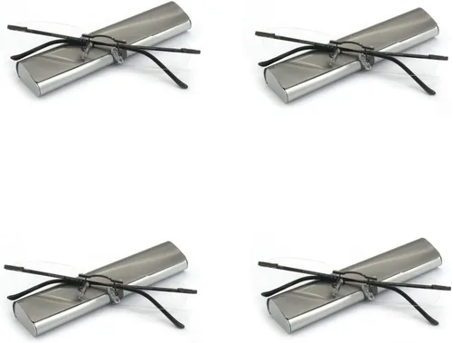 Miniatura 9 de Paquete de 4 lentes de lectura sin montura de metal con bisagra de resorte, funda delgada para hombres y mujeres