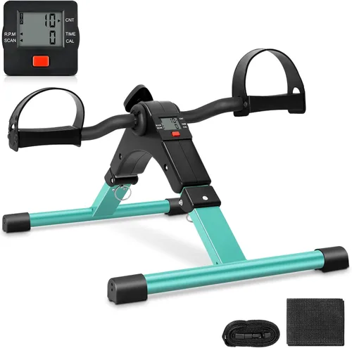 Uten ejercitador de pedales plegable, ejercitador de pedales de bicicleta bajo escritorio, mini bicicleta de ejercicio bajo escritorio con pedal