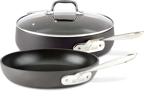 All-Clad HA1 - Sartén antiadherente anodizada dura con tapa y sartén para freír, 4 cuartos de galón, horno de inducción de 10 pulgadas, apto para