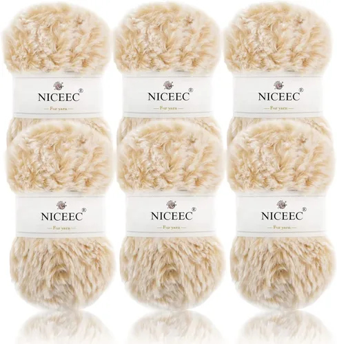 Miniatura 31 de NICEEC Hilo de Pelo Sintético Super Suave, Grueso y Esponjoso, Hilo de Pestañas para Crochet y Tejido (Longitud Total 192m/9.1kg) - Otoño/300g