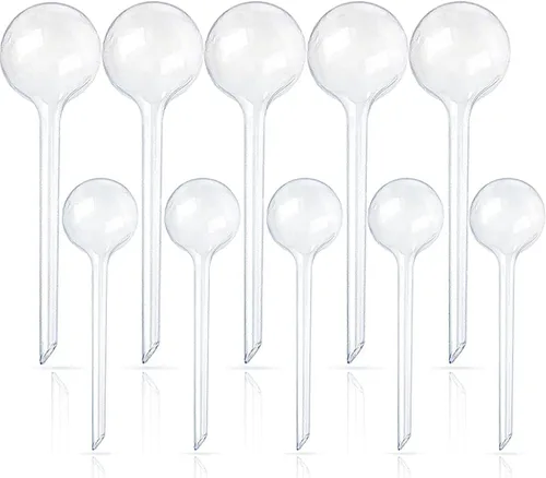 10 globos transparentes de riego de plantas, bombillas de plástico de riego automático, dispositivo de riego automático de flores, bebedero de